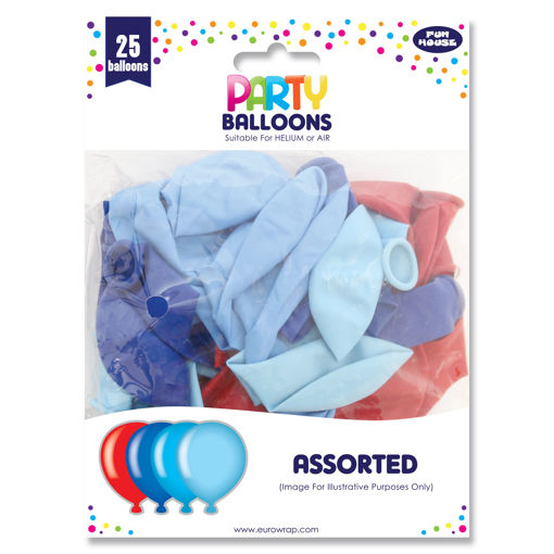 Picture of PARTY LATEX BALLOONS BLUE/RED 25 PACK - 11 INCH